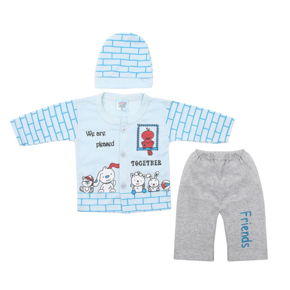 Newborn Boys Full Sleeves Suit - Sky Blue, Newborn Boys Sets & Suits, Chase Value, Chase Value