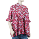 Women's Linen Printed Top - Maroon, Women T-Shirts & Tops, Chase Value, Chase Value