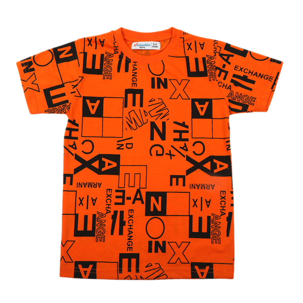 Boy Half Sleeves T-Shirt - Orange, Boys T-Shirts, Chase Value, Chase Value