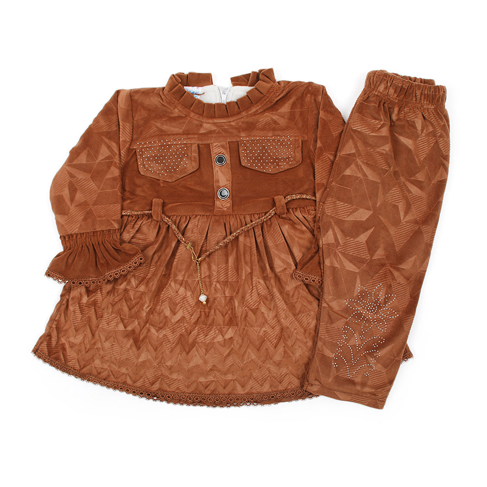Girl Full Sleeves Tight Suit - Brown, Girls Suits, Chase Value, Chase Value