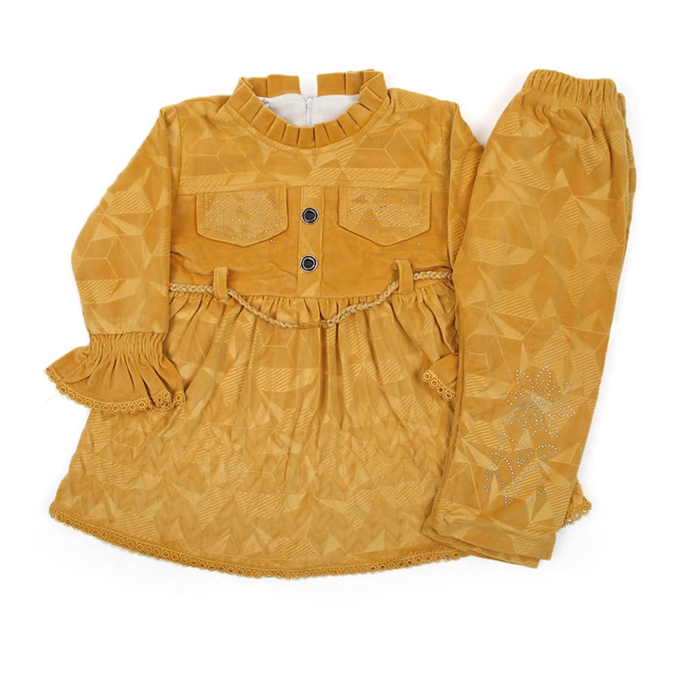 Girl Full Sleeves Tight Suit - Mustard, Girls Suits, Chase Value, Chase Value