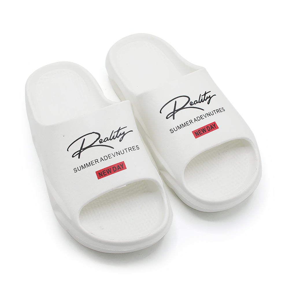 Slip-on open toe Slider - White, Men's Slippers, Chase Value, Chase Value