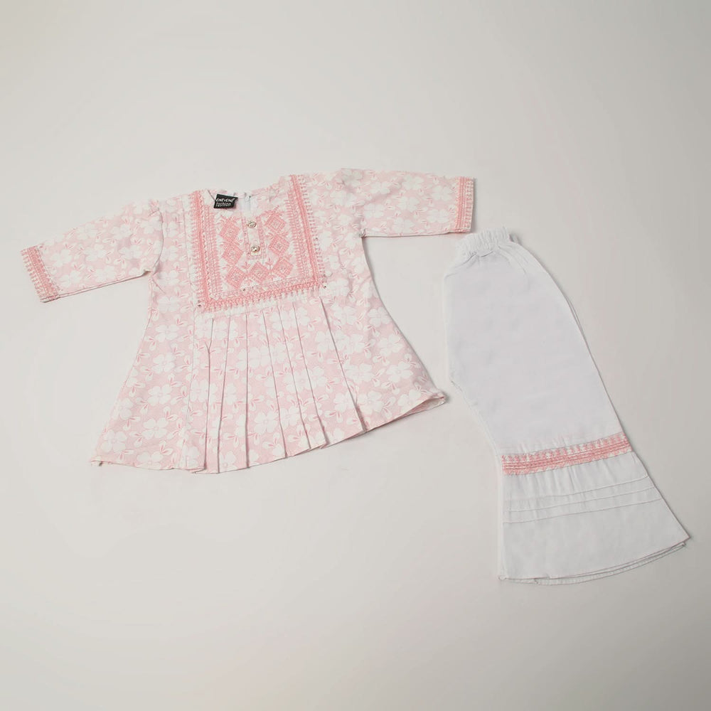 Girls Embroidered Shalwar Suit - Pink, Girls Shalwar Kameez, Chase Value, Chase Value