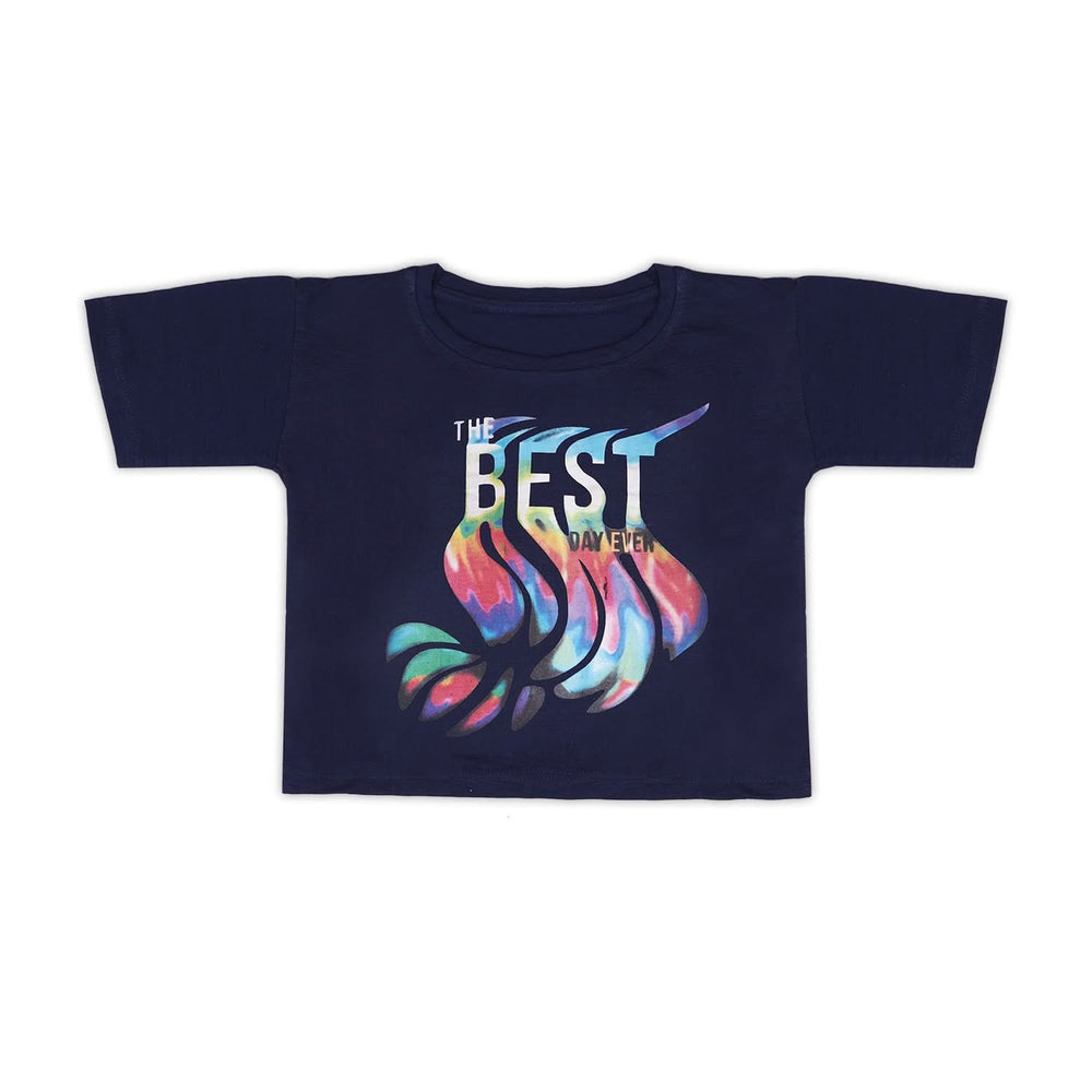 Eminent Girls Half Sleeves T-Shirt - Mid Blue, Girls T-Shirts, Eminent, Chase Value