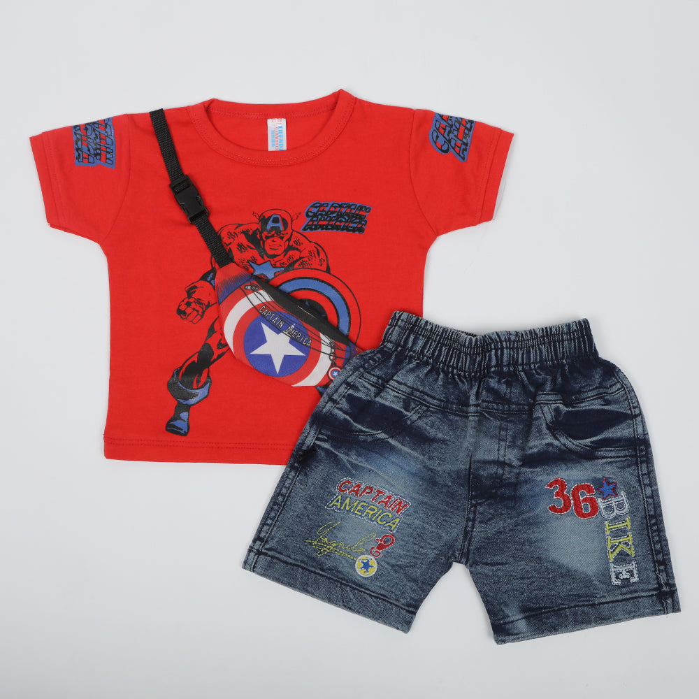 Newborn Boys Half Sleeves Suit - Red, Newborn Boys Sets & Suits, Chase Value, Chase Value