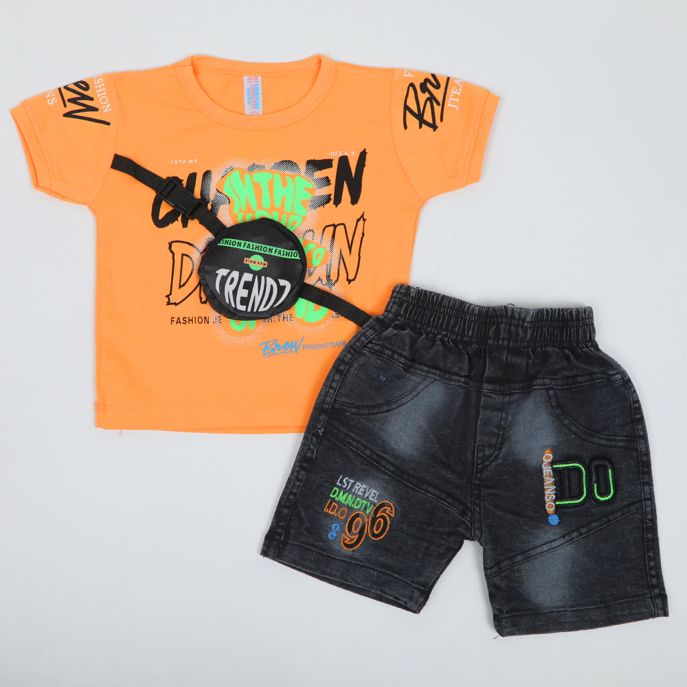 Newborn Boys Half Sleeves Suit - Orange, Newborn Boys Sets & Suits, Chase Value, Chase Value