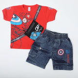 Newborn Boys Half Sleeves Suit - Red, Newborn Boys Sets & Suits, Chase Value, Chase Value