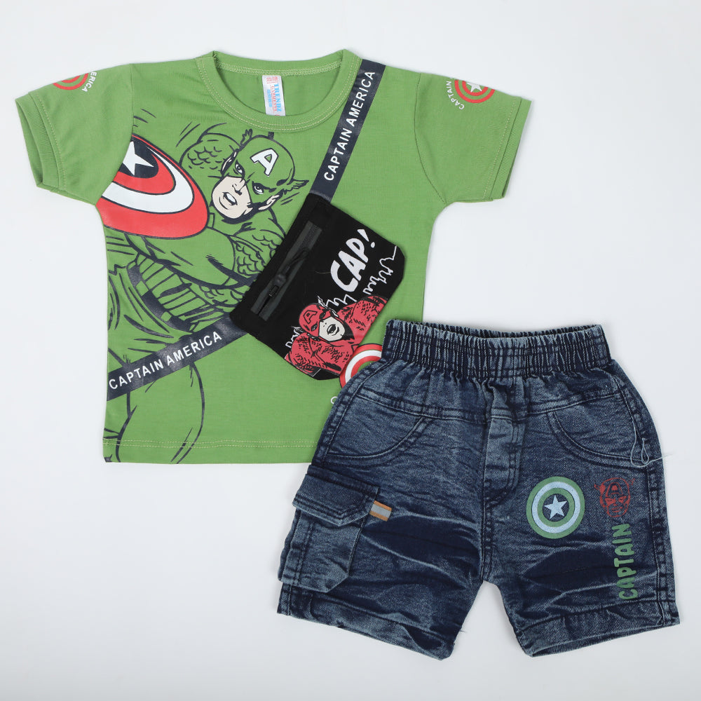 Newborn Boys Half Sleeves Suit - Green, Newborn Boys Sets & Suits, Chase Value, Chase Value