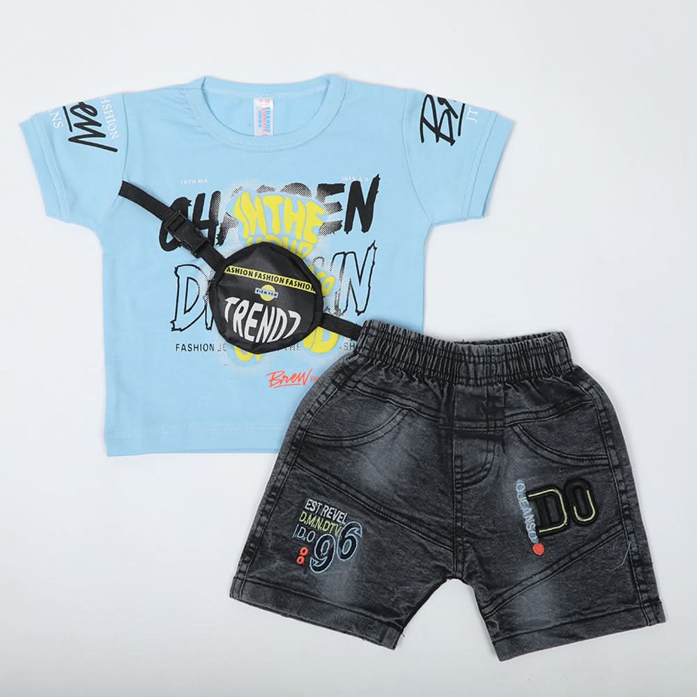 Newborn Boys Half Sleeves Suit - Blue, Newborn Boys Sets & Suits, Chase Value, Chase Value