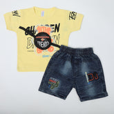 Newborn Boys Half Sleeves Suit - Yellow, Newborn Boys Sets & Suits, Chase Value, Chase Value
