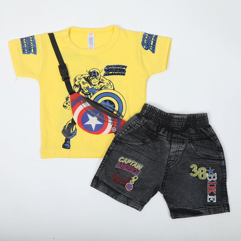 Newborn Boys Half Sleeves Suit - Yellow, Newborn Boys Sets & Suits, Chase Value, Chase Value