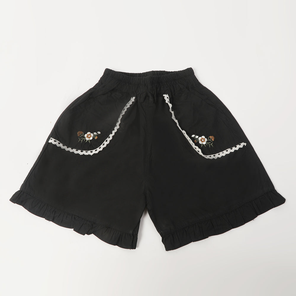 Girls Cotton Shorts - Black, Girls Shorts Skirts, Chase Value, Chase Value