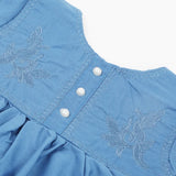 Girls Embroidered Frock - Steel Blue, Girls Frocks, Chase Value, Chase Value