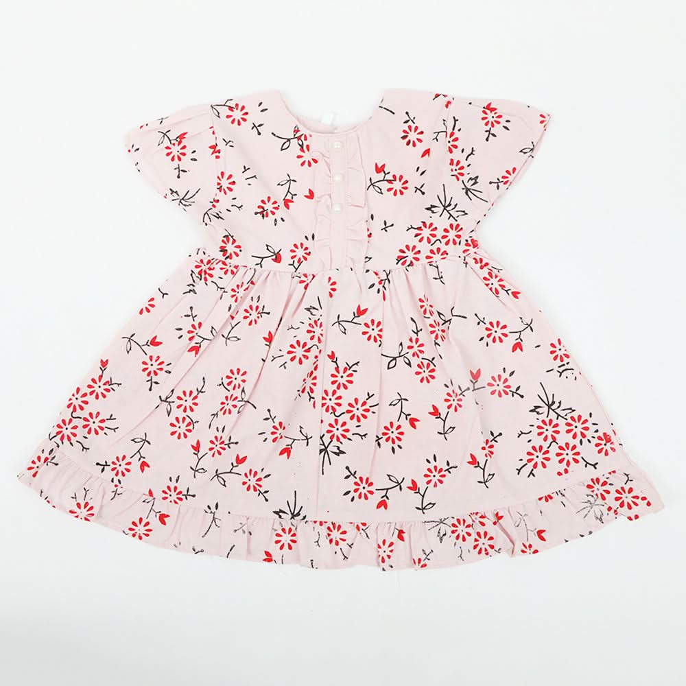 Girls Printed Frock - Baby Pink, Girls Frocks, Chase Value, Chase Value