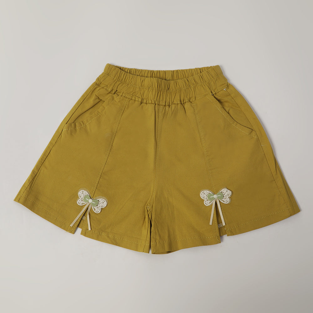 Girls Cotton Shorts - Mehandi, Girls Shorts Skirts, Chase Value, Chase Value