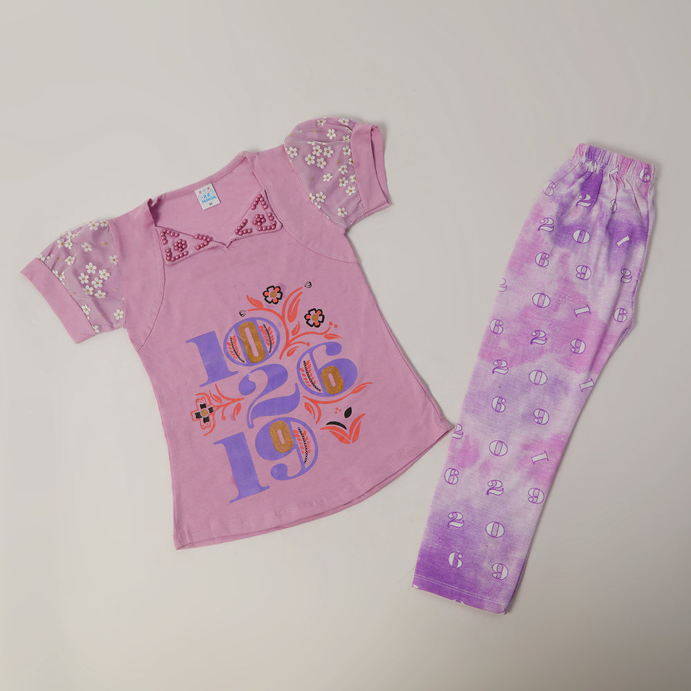 Girls Tight Half Sleeves Suit - Purple, Girls Suits, Chase Value, Chase Value