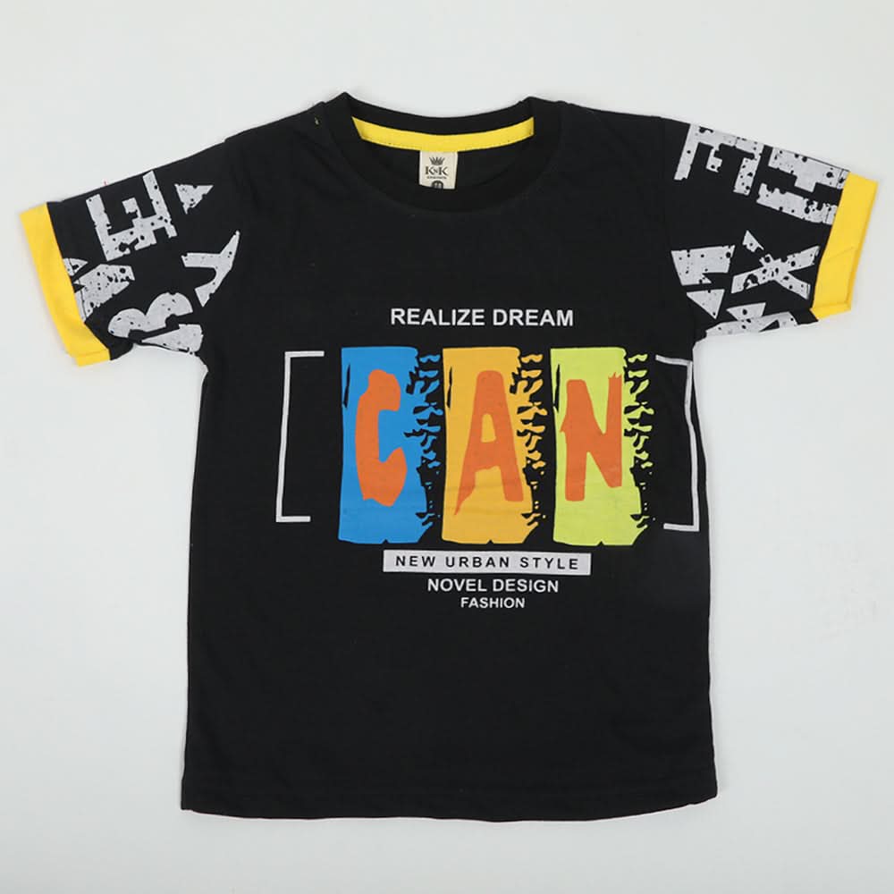 Boys Half Sleeves T-Shirt - Black, Boys T-Shirts, Chase Value, Chase Value