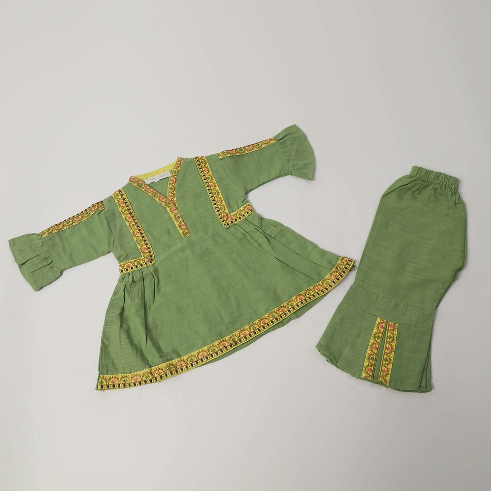 Girls Embroidered Shalwar Suit - Sea Green, Girls Shalwar Kameez, Chase Value, Chase Value