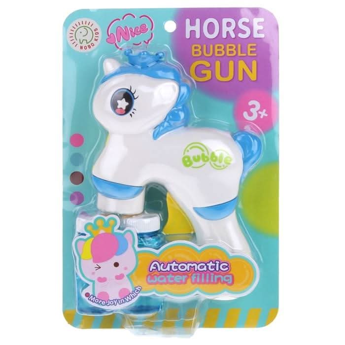 Bubble Gun with 2 Bottles – Automatic Bubble Blaster Toy - Blue & White, Weapon Toys, Chase Value, Chase Value