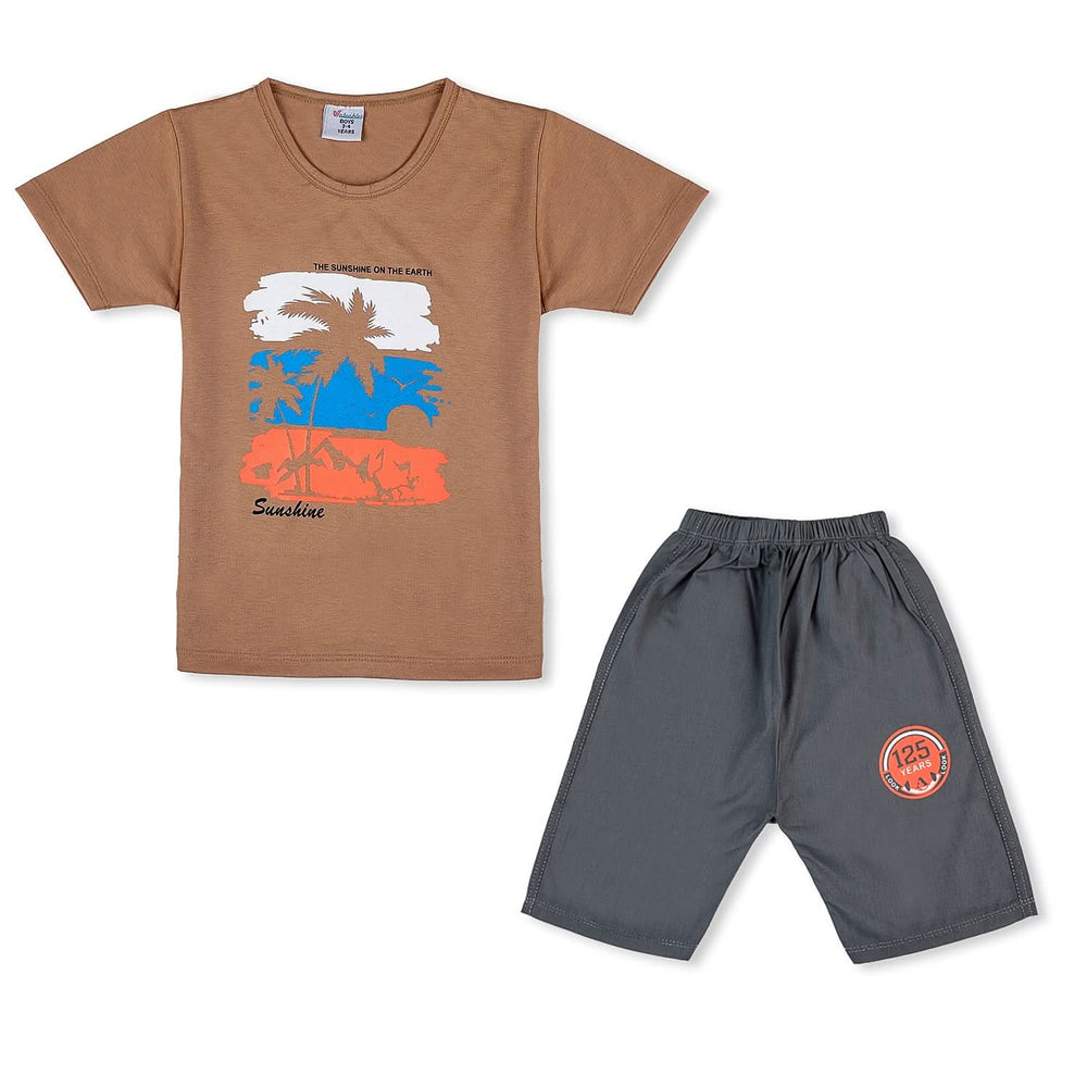 Valuable Boys Half Sleeves Short Suit - Light Brown, Boys Sets & Suits, Chase Value, Chase Value