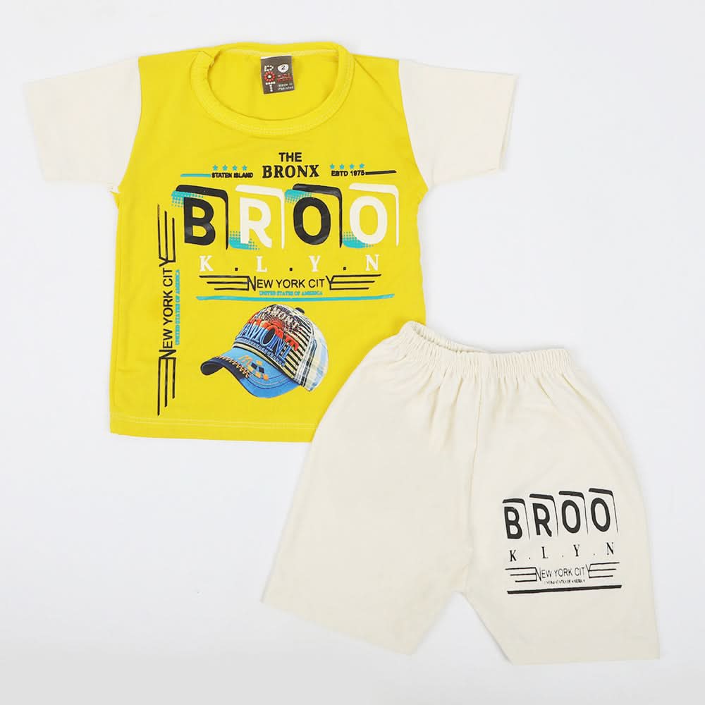 Newborn Boys Half Sleeves Suit - Yellow, Newborn Boys Sets & Suits, Chase Value, Chase Value