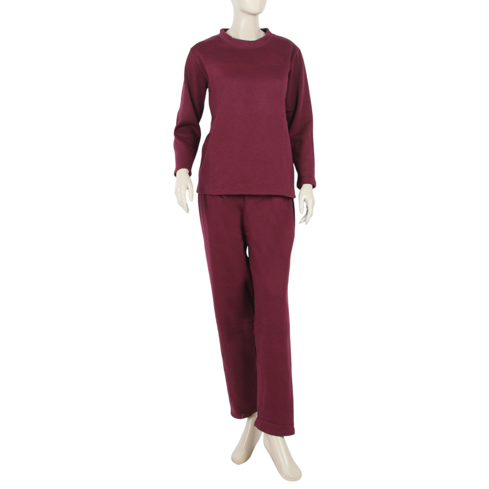 Burgundy Lawn Co-Ord Set for Women – Full Sleeves, Women Co-Ord Set, Chase Value, Chase Value