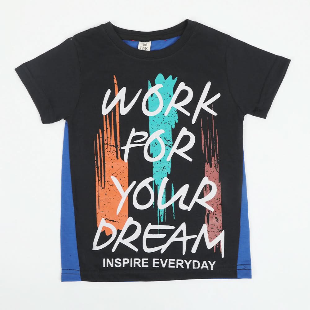Boys Half Sleeves T-Shirt - Black, Boys T-Shirts, Chase Value, Chase Value