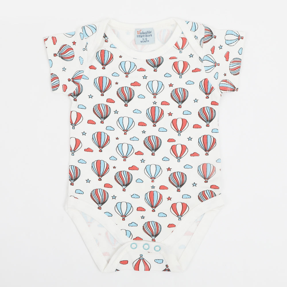 Newborn Boys Half Sleeves Body Romper - White, Newborn Boys Rompers, Chase Value, Chase Value