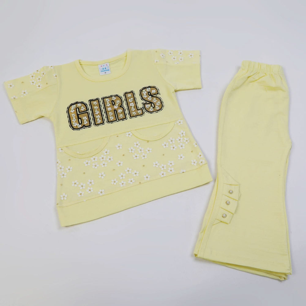 Girls Tight Half Sleeves Suit - Yellow, Girls Suits, Chase Value, Chase Value