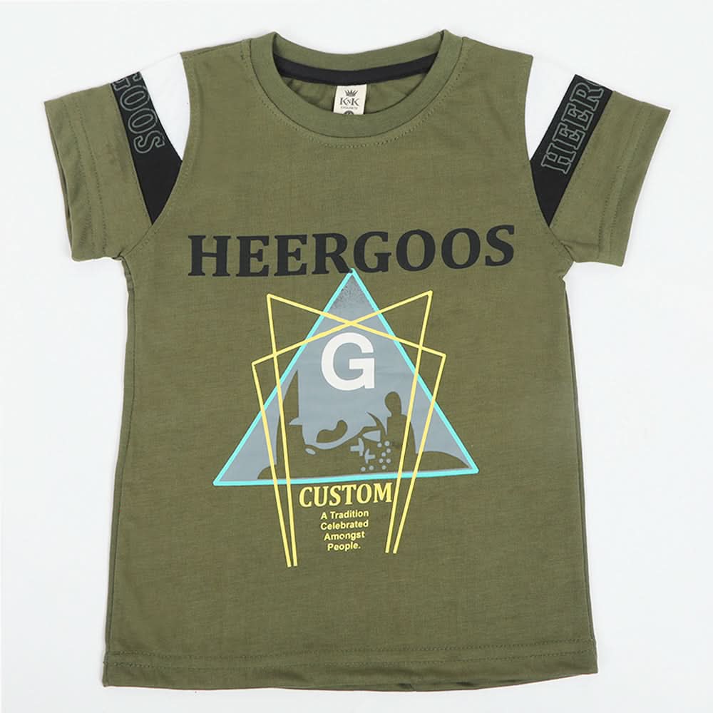 Boys Half Sleeves T-Shirt - Olive Green, Boys T-Shirts, Chase Value, Chase Value