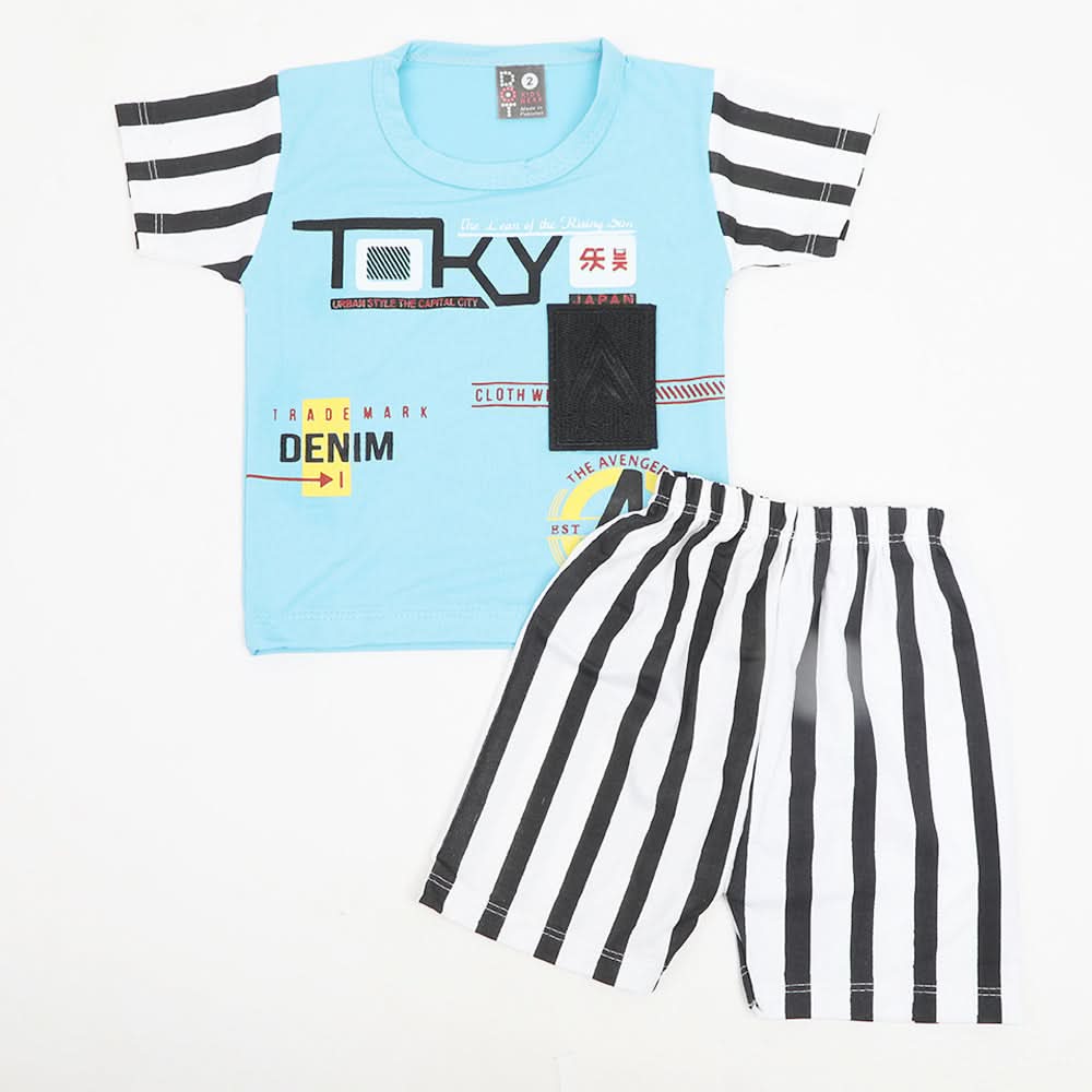 Newborn Boys Half Sleeves Suit - Blue, Newborn Boys Sets & Suits, Chase Value, Chase Value