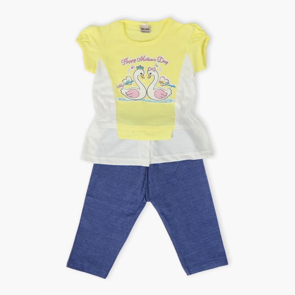 Girls Pajama Suit Cord Set - Yellow, Girls Suits, Chase Value, Chase Value