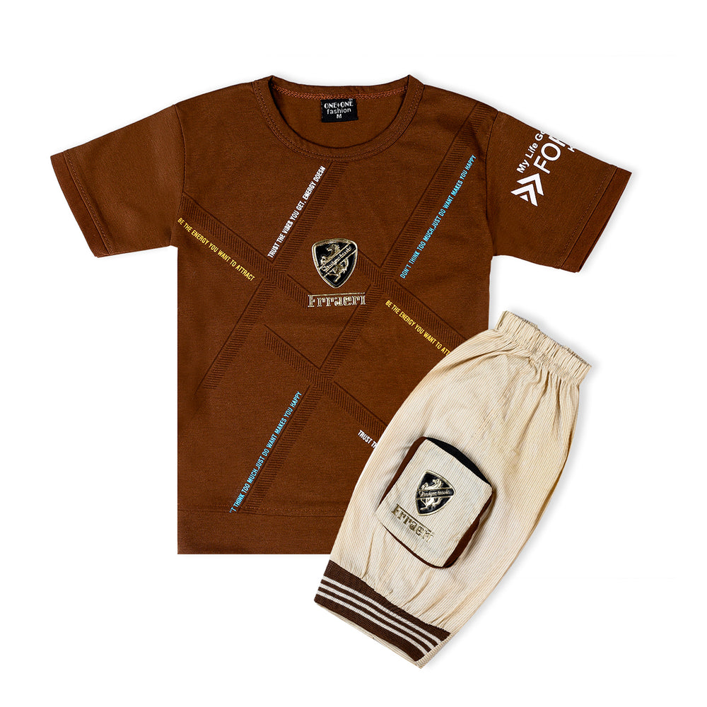 Boys Half Sleeves Suit - Brown, Boys Sets & Suits, Chase Value, Chase Value