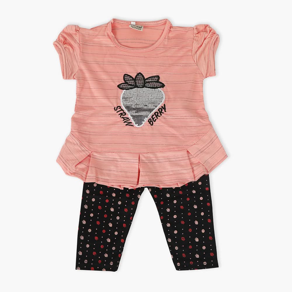 Girls Pajama Suit Cord Set - Tea Pink, Girls Suits, Chase Value, Chase Value