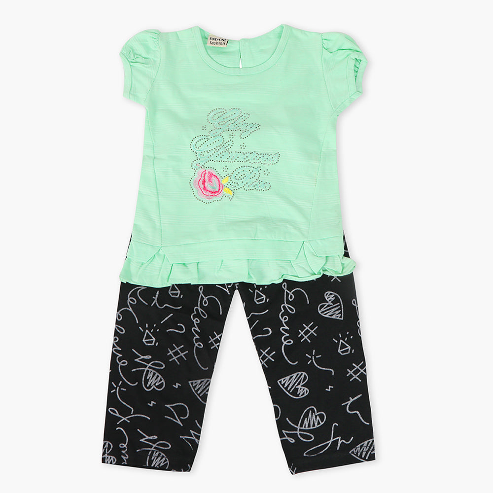 Girls Pajama Suit Cord Set - Light Green, Girls Suits, Chase Value, Chase Value