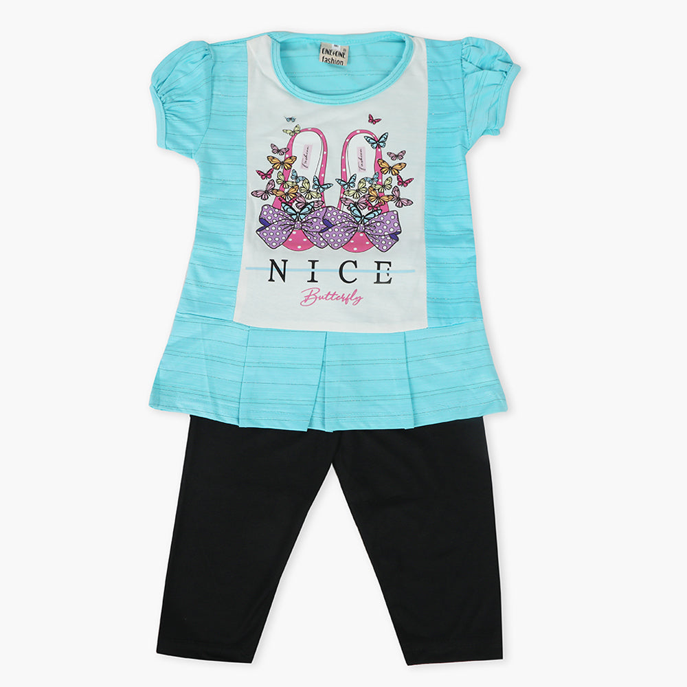 Girls Pajama Suit Cord Set - Sky Blue, Girls Suits, Chase Value, Chase Value