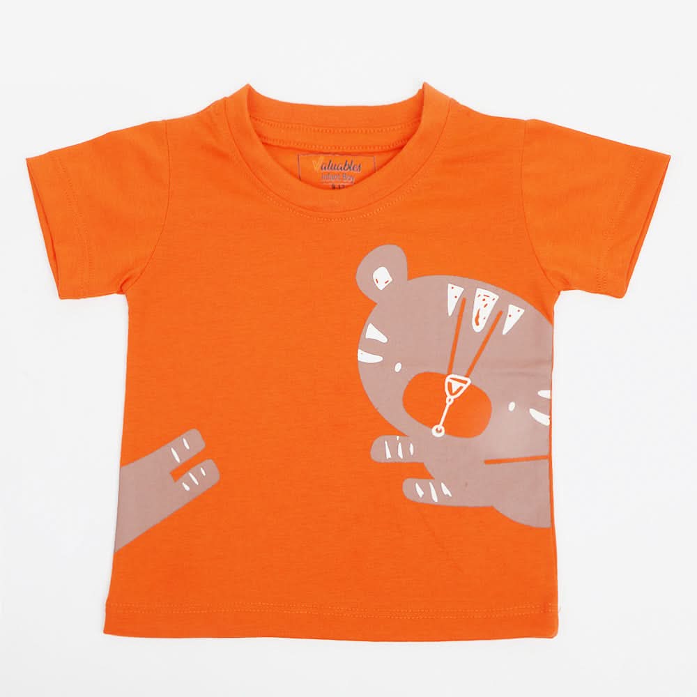 Newborn Boys Half Sleeves T-Shirt - Orange, Newborn Boys Shirts & T-Shirts, Chase Value, Chase Value