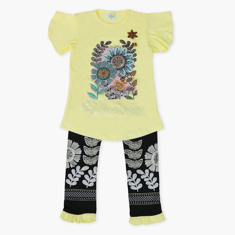 Girls Half Sleeves Suit - LEMON, Girls Suits, Chase Value, Chase Value