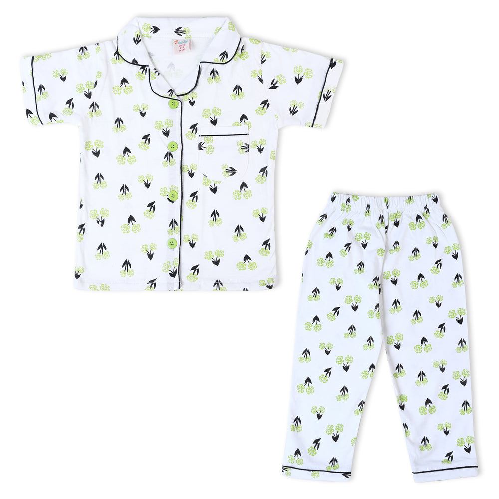 Valuable Girls Half Sleeves Night Suit - Green, Girls Night Suit, Chase Value, Chase Value