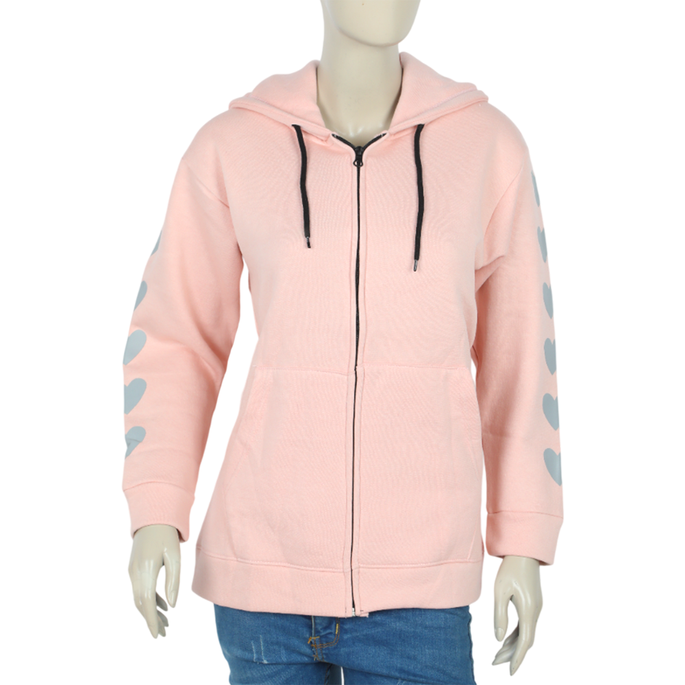 Women Full Sleeves Hoodie Jacket - Light Pink, Women Sweatshirts & Hoodies, Chase Value, Chase Value