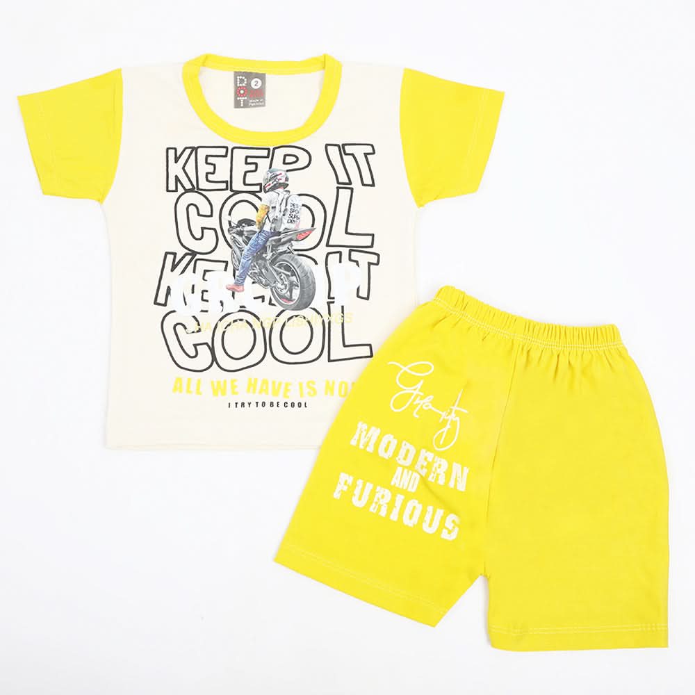 Newborn Boys Half Sleeves Suit - Yellow, Newborn Boys Sets & Suits, Chase Value, Chase Value