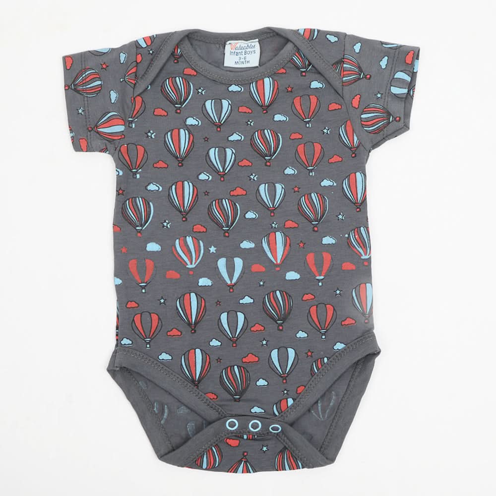 Newborn Boys Half Sleeves Body Romper - Dark Grey, Newborn Boys Rompers, Chase Value, Chase Value