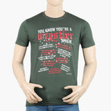 Men's Round Neck Half Sleeves Printed T-Shirt - Olive Green, Men's T-Shirts & Polos, Chase Value, Chase Value