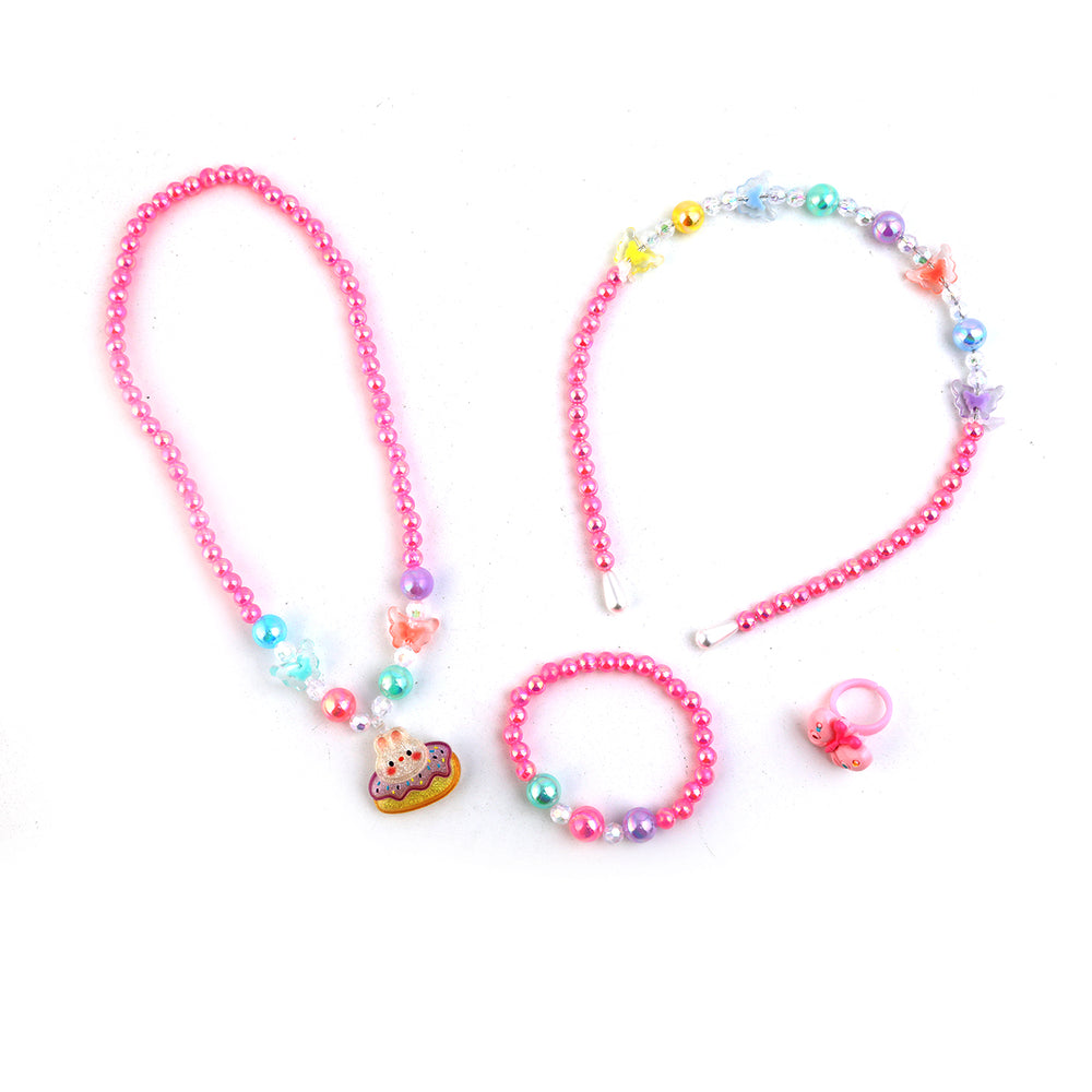 Elegant Beaded Necklace Mala & Bracelet For Girls - Pink, Girls Necklace & Chains, Chase Value, Chase Value