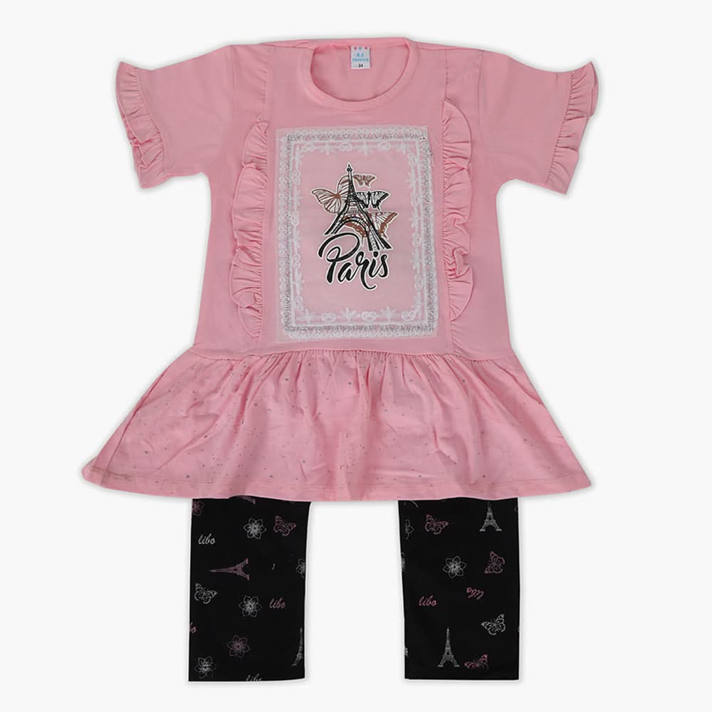 Girls Half Sleeves Suit - Pink, Girls Suits, Chase Value, Chase Value