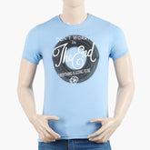 Men's Half Sleeves Round Neck Printed T-Shirt - Light Blue, Men's T-Shirts & Polos, Chase Value, Chase Value