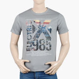 Men's Round Neck Half Sleeves Printed T-Shirt - Grey, Men's T-Shirts & Polos, Chase Value, Chase Value