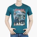 Men's Round Neck Half Sleeves Printed T-Shirt - Green, Men's T-Shirts & Polos, Chase Value, Chase Value
