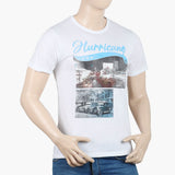 Men's Half Sleeves Round Neck Printed T-Shirt - White, Men's T-Shirts & Polos, Chase Value, Chase Value