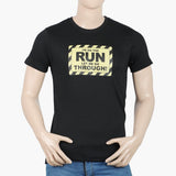 Men's Round Neck Half Sleeves Printed T-Shirt - Black, Men's T-Shirts & Polos, Chase Value, Chase Value